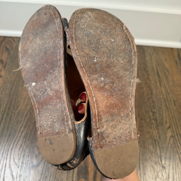 Bed Stu Leather Soto Distressed Black Sandals Size 7 - Picture 7 of 8